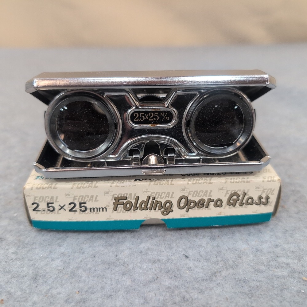 Focal 2.5x25mm Folding Opera Glass Binoculars Chrome Japan 20-20-15 Vintage